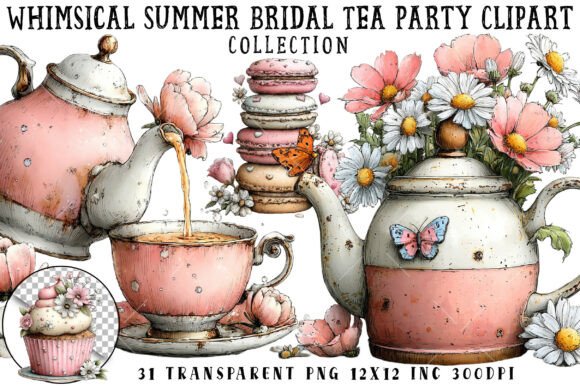 Download Whimsical Summer Bridal Tea Party Clipar - Bridal Collection