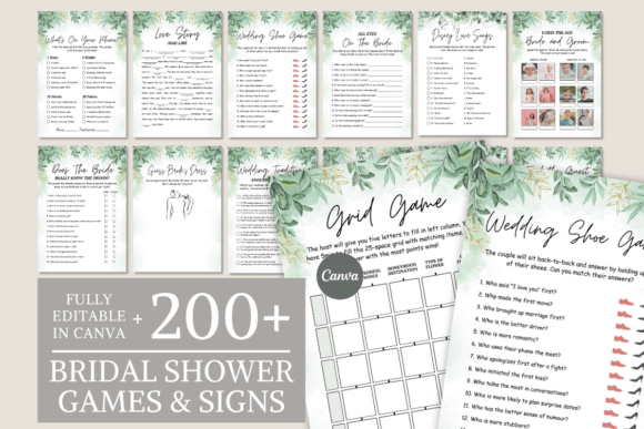 Download Greenery Bridal Shower Games Template - Bridal Collection